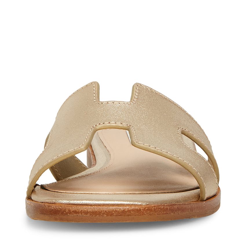 Sandalias de Diapositivas Steve Madden Hadyn Cuero Mujer Doradas | ES ET012S